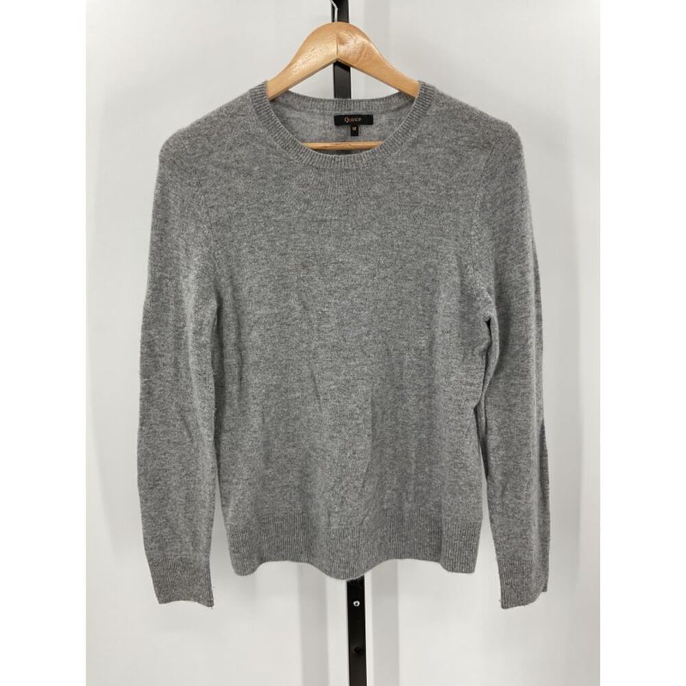 Quince Women's 100% Mongolian Cashmere Crewneck Sweater Heather Lg Sleeve Gray M